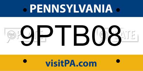 9PTB08 Pennsylvania License Plate