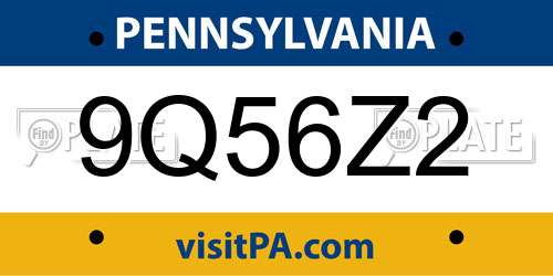 9Q56Z2 Pennsylvania License Plate