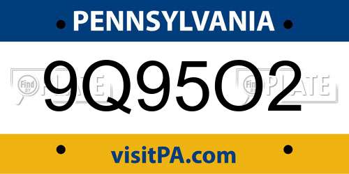 9Q95O2 Pennsylvania License Plate