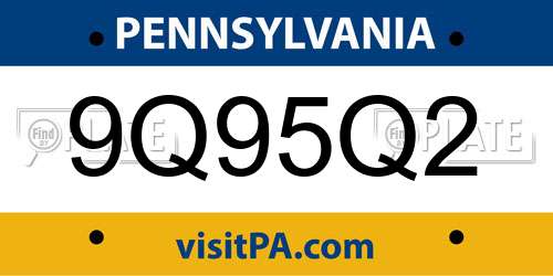 9Q95Q2 Pennsylvania License Plate