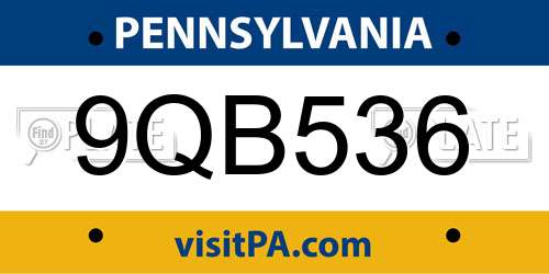 9QB536 Pennsylvania License Plate