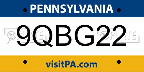 9QBG22 Pennsylvania License Plate