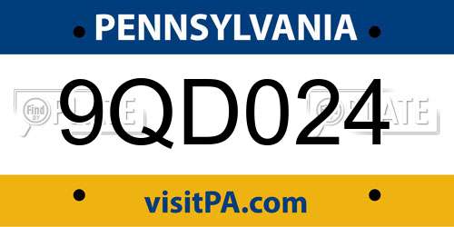 9QD024 Pennsylvania License Plate