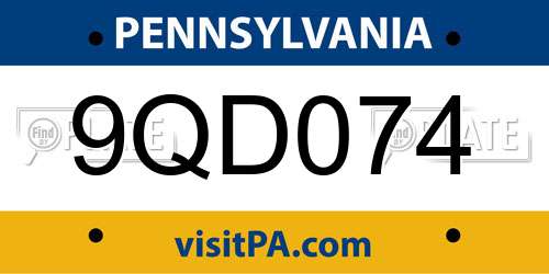 9QD074 Pennsylvania License Plate