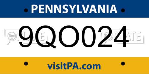 9QO024 Pennsylvania License Plate