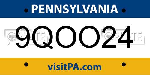 9QOO24 Pennsylvania License Plate