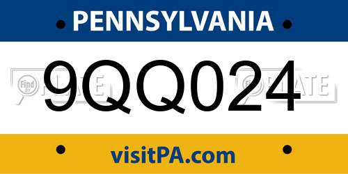 9QQ024 Pennsylvania License Plate