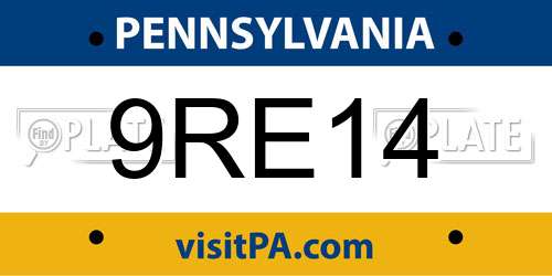 9RE14 Pennsylvania License Plate