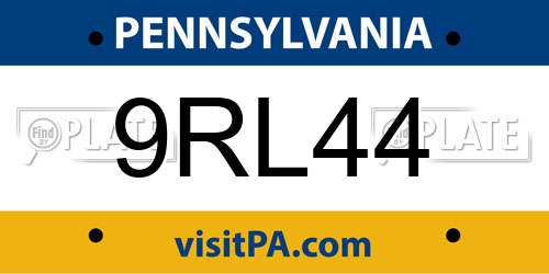 9RL44 Pennsylvania License Plate