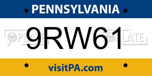 9RW61 Pennsylvania License Plate