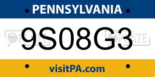 9S08G3 Pennsylvania License Plate