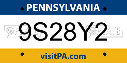 9S28Y2 Pennsylvania License Plate