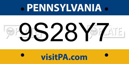 9S28Y7 Pennsylvania License Plate
