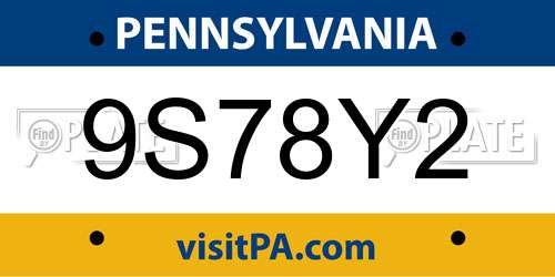 9S78Y2 Pennsylvania License Plate