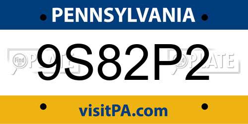 9S82P2 Pennsylvania License Plate