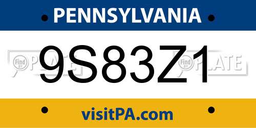 9S83Z1 Pennsylvania License Plate