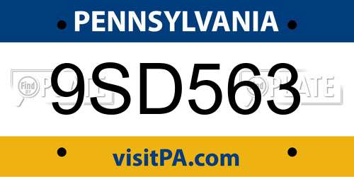 9SD563 Pennsylvania License Plate