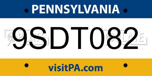 9SDT082 Pennsylvania License Plate