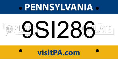 9SI286 Pennsylvania License Plate