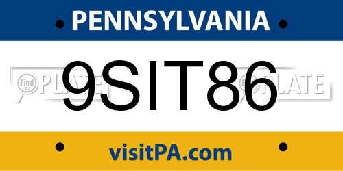 9SIT86 Pennsylvania License Plate