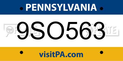 9SO563 Pennsylvania License Plate
