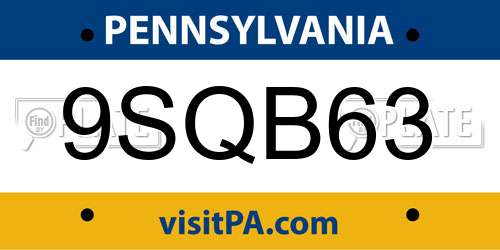 9SQB63 Pennsylvania License Plate