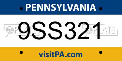 9SS321 Pennsylvania License Plate