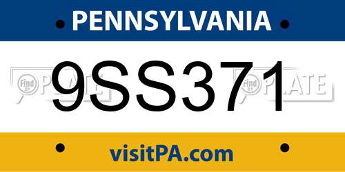 9SS371 Pennsylvania License Plate