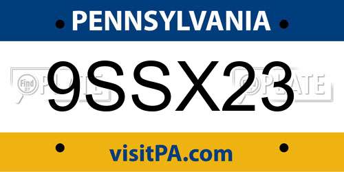 9SSX23 Pennsylvania License Plate