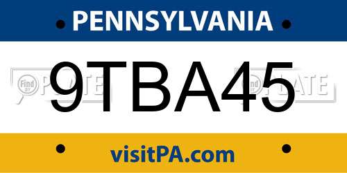 9TBA45 Pennsylvania License Plate