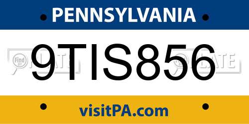 9TIS856 Pennsylvania License Plate