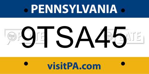 9TSA45 Pennsylvania License Plate
