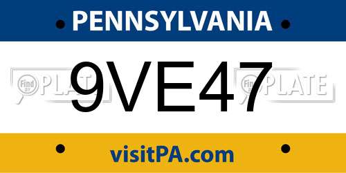 9VE47 Pennsylvania License Plate