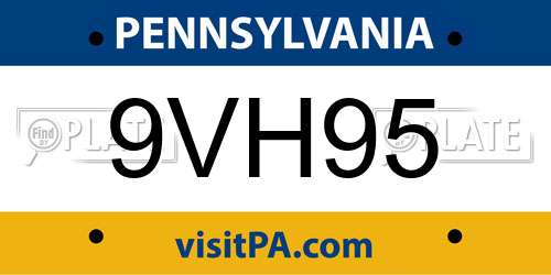 9VH95 Pennsylvania License Plate