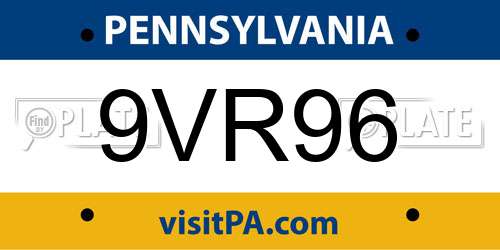 9VR96 Pennsylvania License Plate