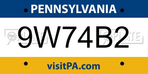 9W74B2 Pennsylvania License Plate