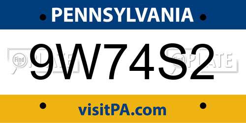 9W74S2 Pennsylvania License Plate