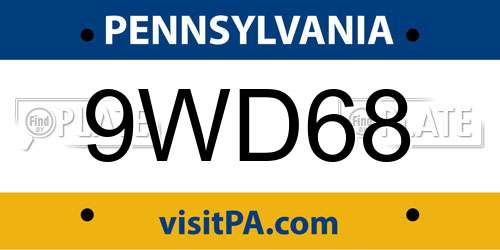 9WD68 Pennsylvania License Plate