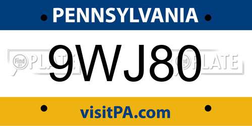 9WJ80 Pennsylvania License Plate