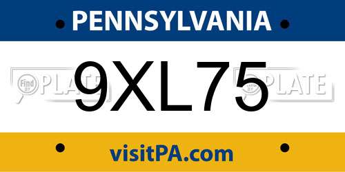 9XL75 Pennsylvania License Plate