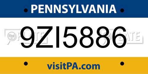 9ZI5886 Pennsylvania License Plate