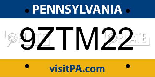 9ZTM22 Pennsylvania License Plate