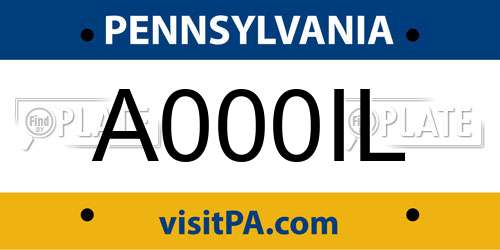 A000IL Pennsylvania License Plate