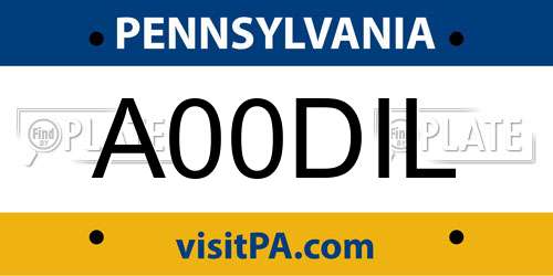 A00DIL Pennsylvania License Plate