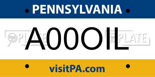A00OIL Pennsylvania License Plate