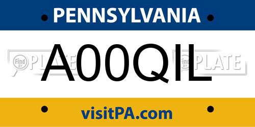 A00QIL Pennsylvania License Plate