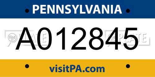 A012845 Pennsylvania License Plate