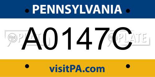 A0147C Pennsylvania License Plate