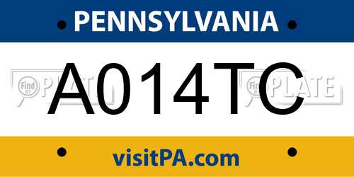 A014TC Pennsylvania License Plate