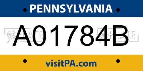 A01784B Pennsylvania License Plate